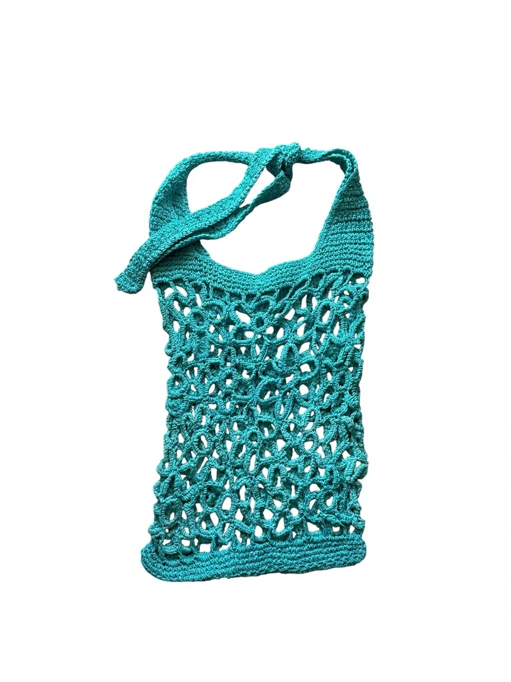 Urban Outfitters Turquoise Crochet Floral 100% Raffia Hobo Shoulder Beach Bag